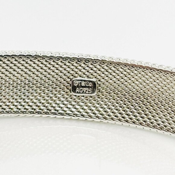 7.5" Tiffany & Co Somerset Firm Dome Mesh Bangle Bracelet in Silver - Picture 3 of 7